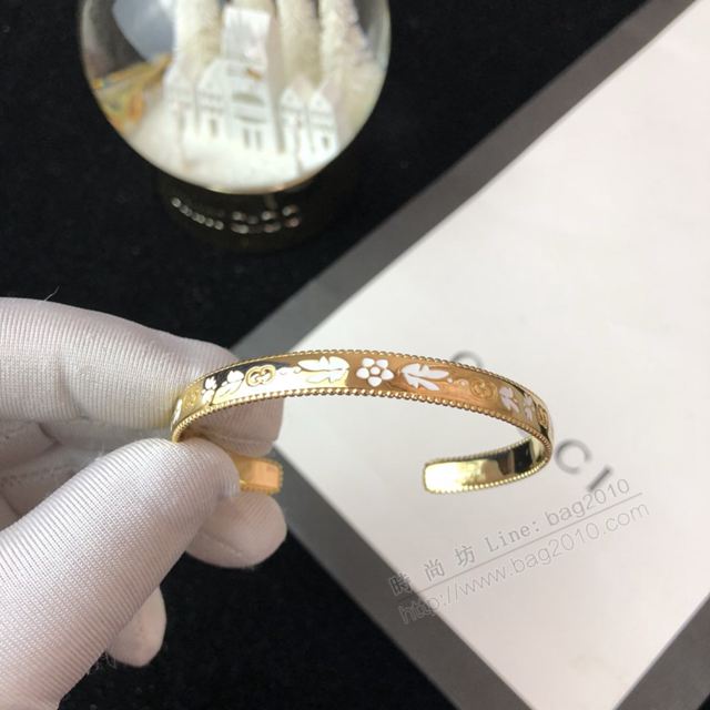 GUCCi飾品 古馳孔雀翎黃金開口手鐲 Gucci首飾 女手鐲  zgbq1104